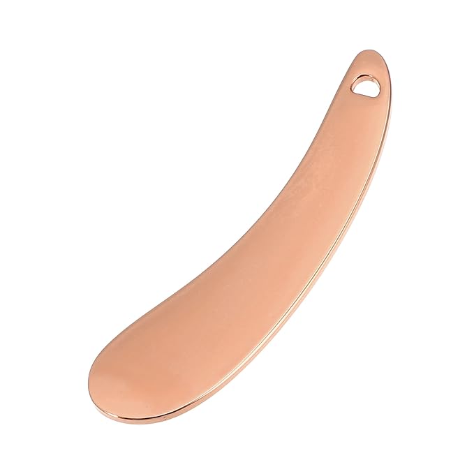 VOCOSTE 4 Pcs Makeup Spatula Mini Spoon, Eye Cream Massage Sticks Beauty Scoop, for Facial Cosmetic Face Cream, Moon Shape 2.13"x0.51", Rose Gold Tone-Velvo Beauty