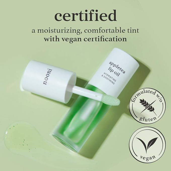 NOONI Korean Lip Oil - Appletea | Long-Lasting, Moisturizing, Plumping, Revitalizing for Dry Lips, Waterproof, No Peel Off, Hydrating, Nourishing Crystal Clear, 0.12 FL Oz-Velvo Beauty