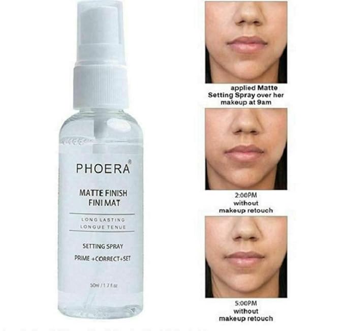 AQUAPURITY Phoera Makeup Setting Spray 3 In 1 Fixer, Primer & Corrector Matte Finish, Makeup Sealer Spray Long Lasting16Hr Wear Face Make Up Foundation Light Weight Beauty Blender-Velvo Beauty