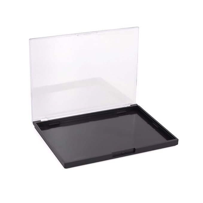 Magnetic Makeup Palette with Clear Top, 3Pack Empty Eyeshadow Pan Dispensing Storage Box with 60Pcs Adhesive Metal Stickers for DIY Cosmetics Lipstick Blush Powder-5.7"x4.3"Palette-Velvo Beauty