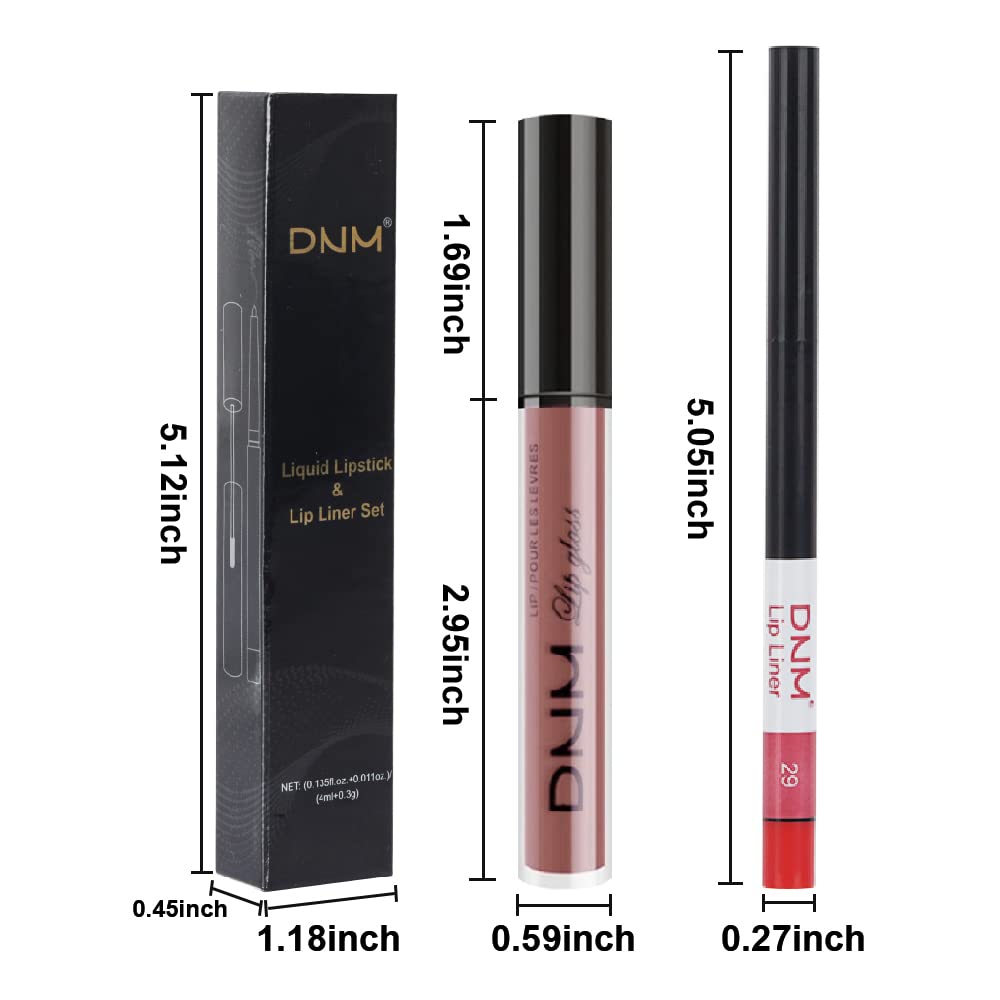 evpct 2Pcs Antique Rose Matte Lip Liner and Lipstick Pencil Makeup Set Brown Liquid Lipstick Lip gloss Stain Set Long Lasting Waterproof labiales mate 24 horas originales matte larga duracion 24 29#-Velvo Beauty