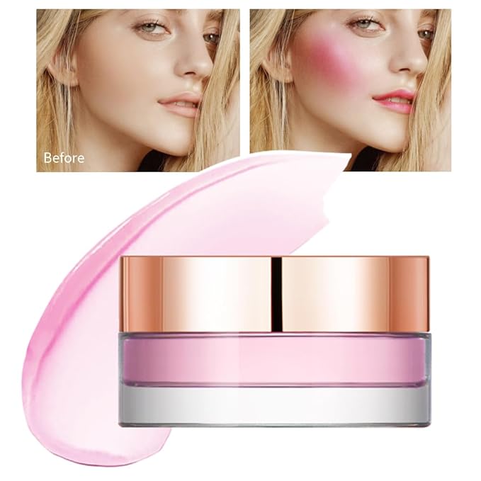 Color Change Blush Clear Liquid Blush Cream Moisturizing Blusher Halo dyeing naturally Blush Rouge Multi-use Makeup Cream For Cheeks Face Lips Waterproof Blush Gel Lip Oil (#3)-Velvo Beauty