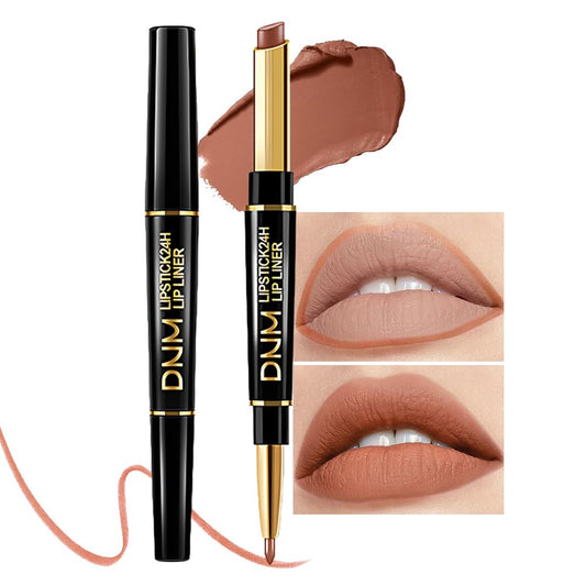 Kaely 2-in-1 Light Nude Brown Matte Lip Liner & Lipstick Combo Set Kit for Women, Magic Neutral Lipstick 24 Hours Original Lips Liner Pencil Stain Gloss Makeup Long Lasting Waterproof 37-Velvo Beauty