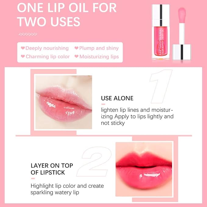 Plumping Lip Oil, Long Lasting Hydrating Gloss Tinted Balm Non-sticky Revitalizing, Tinting Care Oil for Dry (CHERRY)-Velvo Beauty
