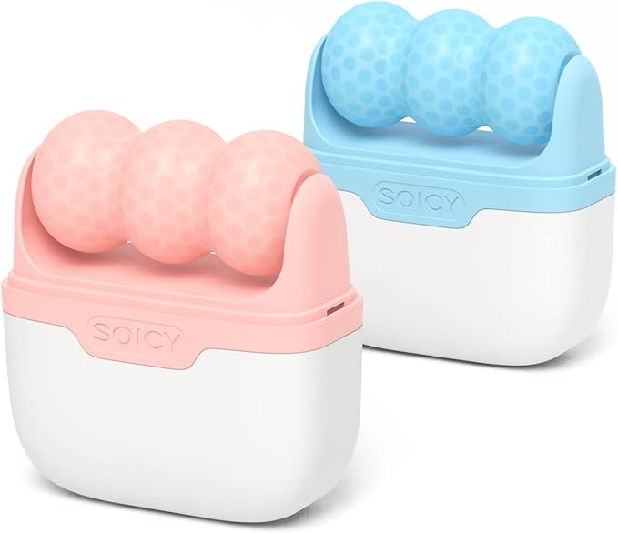 Ice Roller for Face with Gua Sha, Travel ice Roller Cold Therapy Tools, Cold Facial Ice Roller Massager for Eye Puffiness, Migraine, TMJ Pain Relief & Minor Injury (Pink)-Velvo Beauty