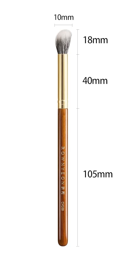 Desert Oak Series Stippling Brush - Dual-Length White & Gray LambsGoat Hair Bristles, Sloped Edge for Cream/Powder Perfection, Ebana Handle & Brass Ferrule (CM 168)-Velvo Beauty