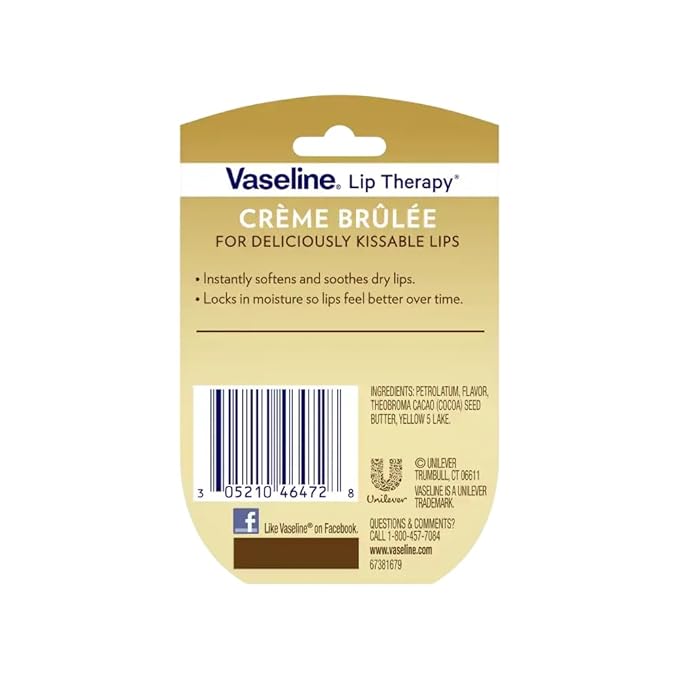 Vaseline Lip Therapy, Creme Brulee 0.25 Oz (3 Pack)-Velvo Beauty