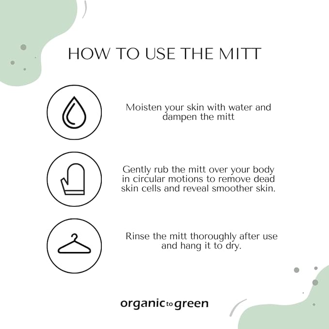 Organic to Green Premium Exfoliating Mitt for Body (2pc) – 100% Vegan Viscose Traditional Body Scrub Washcloth – Body Exfoliator (Green)-Velvo Beauty
