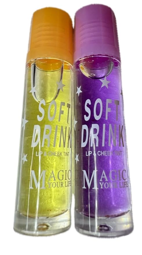 Lip Balm with Fruit Flavors, Moisturizing Lip Oil Tint, Liquid Lip Gloss (purple/yellow), 1 Count (Pack of 1)-Velvo Beauty