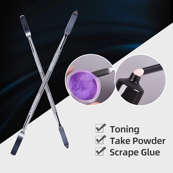 7.2 inches Pro Stainless Steel Make Up Spatula Double Sided Cosmetic Stirring Rod Nail Art Manicure Tools (size-2)-Velvo Beauty