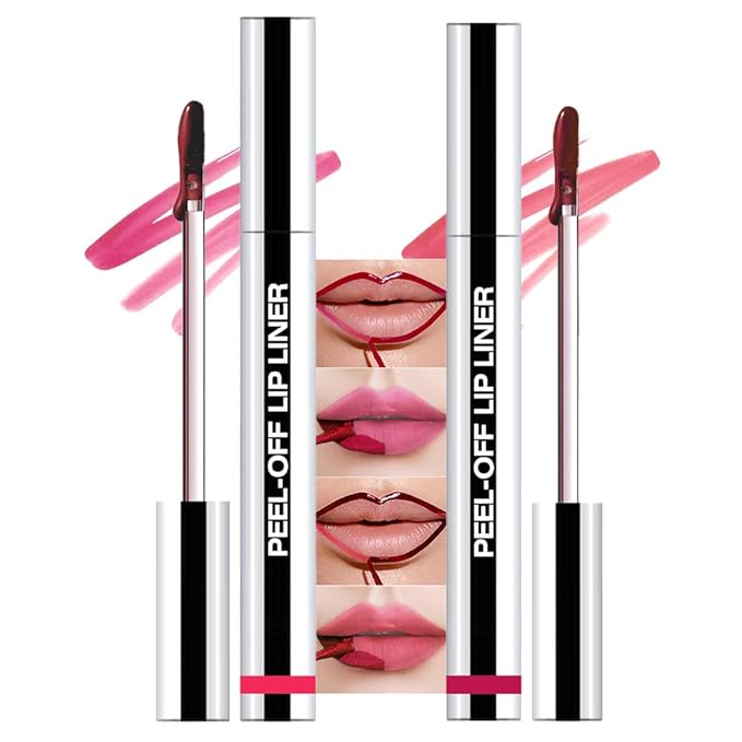 2 Pcs Matte Liquid Lip Stain Peel Off Lip Liner, Long Lasting Lip Tattoo, Waterproof & Transfer-Proof Lip Liner Peel Off Lip Gloss for All Skin Types. 0.12 fl oz #00+#06-Velvo Beauty