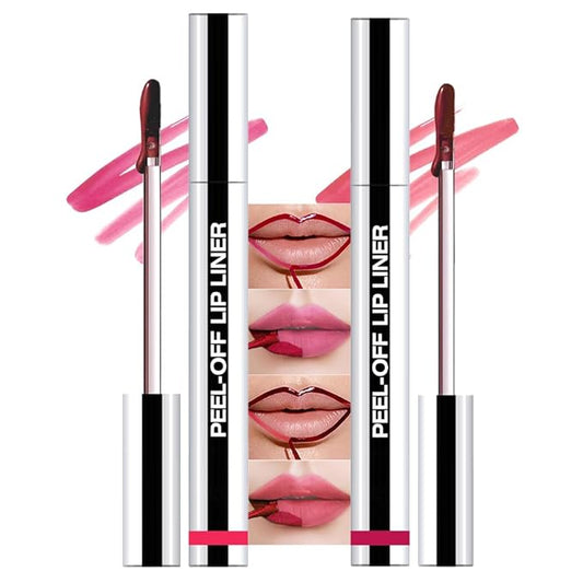 2 Pcs Matte Liquid Lip Stain Peel Off Lip Liner, Long Lasting Lip Tattoo, Waterproof & Transfer-Proof Lip Liner Peel Off Lip Gloss for All Skin Types. 0.12 fl oz #00+#06-Velvo Beauty