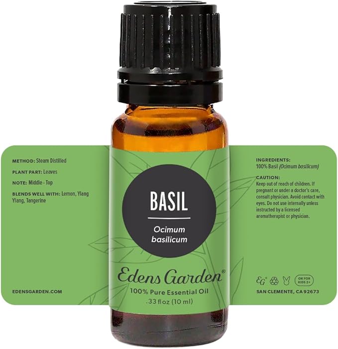 Edens Garden Basil Essential Oil- 100% Pure Premium Grade, Undiluted, Natural, Therapeutic, Aromatherapy, The Best for Diffuser, Skin, Candle, Laundry 10 ml (.33 fl oz)-Velvo Beauty