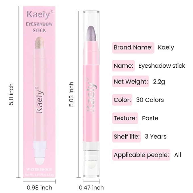 Kaely 2in1 Cream Eye Shadow Brightener Sticks for Eyes, Pencil Eyeshadow Applicator Stick Waterproof Pigmented, Eye Shadow Palette Highlighter Makeup, sombras para ojos, 24 Smoky Amethyst Shimmer-Velvo Beauty