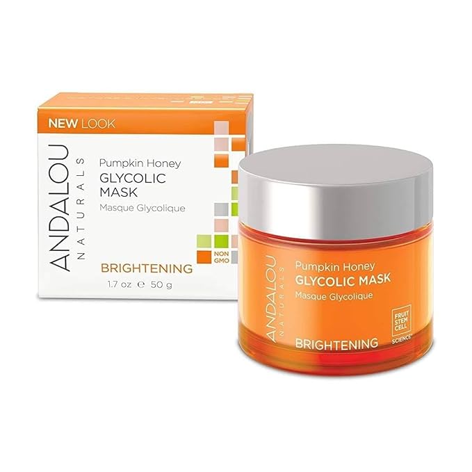 Andalou Naturals Pumpkin Honey Glycolic Mask, Brightening & Exfoliating Face Mask with Glycolic Acid & Vitamin C, Gently Removes Dirt and Brightens Skin, 1.7 fl oz-Velvo Beauty