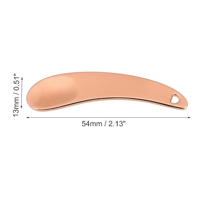 VOCOSTE 4 Pcs Makeup Spatula Mini Spoon, Eye Cream Massage Sticks Beauty Scoop, for Facial Cosmetic Face Cream, Moon Shape 2.13"x0.51", Rose Gold Tone-Velvo Beauty