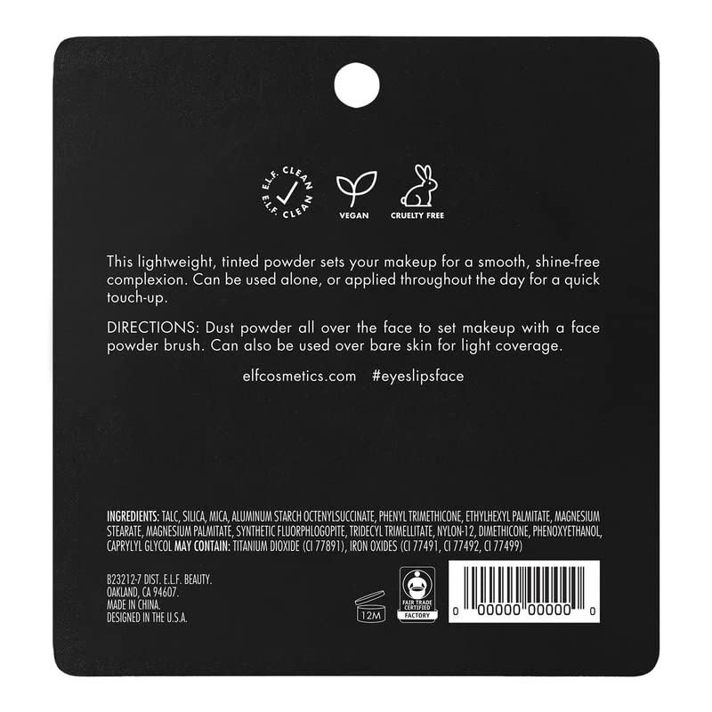 e.l.f. Prime & Stay Finishing Powder, Sets Makeup, Controls Shine & Smooths Complexion, Delivers A Matte Finish, Vegan & Cruelty-Free, Fair/Light-Velvo Beauty