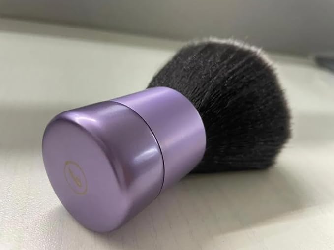 Luxurious and Large Ultra Soft Fluffy Powder Brush, Multipurpose Face, Body, Barber and Beauty Tool, with wooden base Soft Kabuki Brush by BevyGold (Violet)-Velvo Beauty