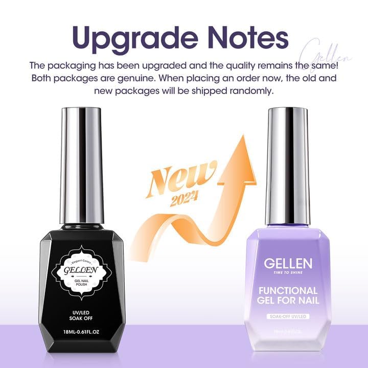 GELLEN Builder Nail Gel with Gel Top Coat Base Coat, 3 Pcs 18ml Top Coat Nail Polish Set, Soak Off Hard Builder in A Bottle for Nail Extension Strengthen Manicure Salon at Home-Velvo Beauty