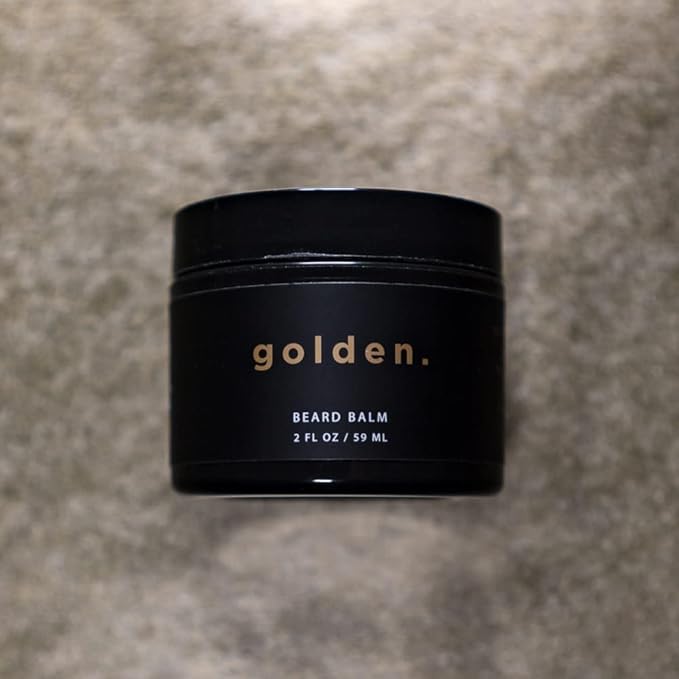 Golden Grooming Co. Beard Balm for Men - Strengthens & Softens Beards and Mustaches - Adds Shine & Tames Flyaway Hair, Beard Styling Balm with Argan Oil - Peppermint Scent - 2 Ounce-Velvo Beauty