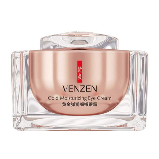 VENZEN Gold Moisturizing Eye Cream Anti Aging Anti Wrinkle Shade Dark Circles Shine Serum Glycerin Delicate Hyaluronic Acid 15g-Velvo Beauty