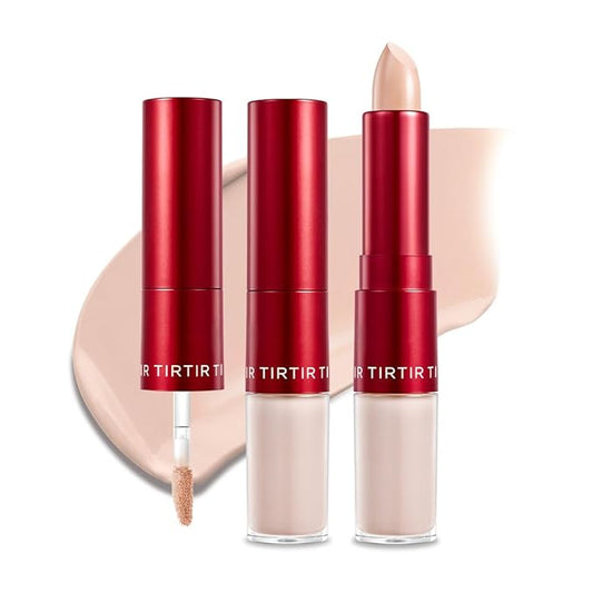 TIRTIR Glide&Hide Blurring Concealer - Creamy texture, Conceals dark circles and wrinkles, Dual formula (liquid tip & balm stick), Long-lasting wear, Korean Makeup, #2.5C, 0.28 Oz-Velvo Beauty