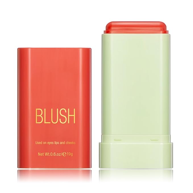 Multi-Purpose Makeup Blush Stick, 3-in-1 Beauty Tinted Solid Blush Stick For Cheeks, Lips And Eyes Waterproof Natural Cream Blush Stick With Long-Lasting Moisturizing Formula (#3Coral Orange)-Velvo Beauty