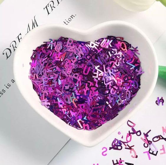 3 Colors Nail Art Glitters & Sequins - Black & Purple Letter Shaped Nail Sticker for Women's Manicure DIY-Velvo Beauty