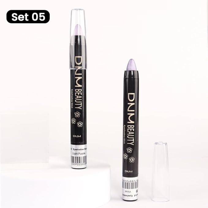 Kaely 2Pcs Cream Eyeshadow Stick Set for Eyes,Light Purple & Vioiet Shimmer Pen,Eye Brightener Halloween Makeup,sombras para ojos,Smooth Eye Shadow Highlighter Crayon Pencil Waterproof,08+09