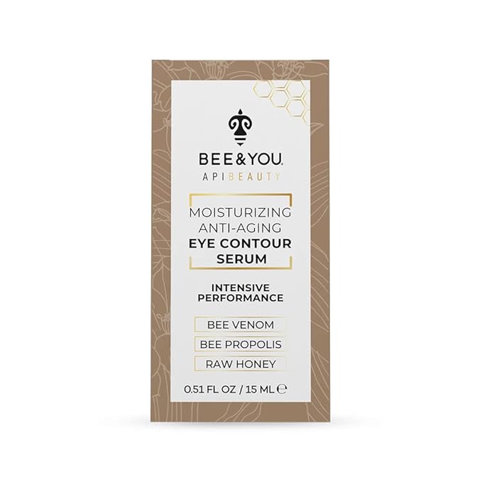 BEE and YOU Eye Cream, Anti Aging, Anti Wrinkle Serum 100% Natural with Bee Venom, Propolis Extract, Raw Honey, Hyaluronic Acid, For Dark Circles Under Eye Treatment and Puffiness, Skin Care, 15ml-Velvo Beauty