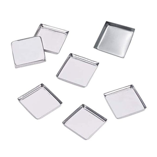 30 Pieces Empty Square Metal Tin Palette Pans Empty Square Metal Pans Cosmetic Eyeshadow Pans for Eyeshadow Palette Magnetic Makeup Palette, 26mm Wide 3.5mm Height-Velvo Beauty
