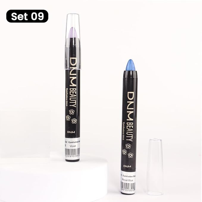 Kaely 2Pcs Cream Eyeshadow Stick Set for Eyes,Vioiet & Royal Blue Shimmer Pen,Eye Brightener Halloween Makeup,sombras para ojos,Smooth Eye Shadow Highlighter Crayon Pencil Waterproof,09+13-Velvo Beauty