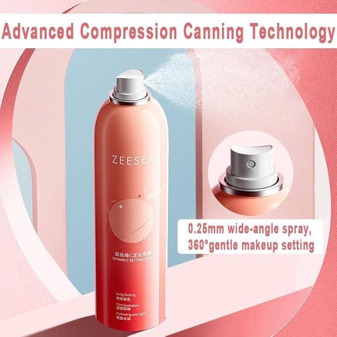 zeesea Vitamin C Hydrating Makeup Setting Spray for Face, Waterproof Make up Setting Fixer Mist type Spray, Long-lasting for 16 hours, Oil Control, 2pcs-Velvo Beauty