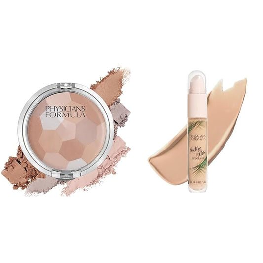 Physicians Formula Setting Powder Palette Multi-Colored Pressed Finishing Powder Translucent & Butter Glow Concealer Light-to-Medium-Velvo Beauty