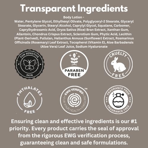 Body Lotion for Men – EWG Verified, Ultra Hydrating, Non-Toxic, Fast-Absorbing, Fragrance-Free, Unscented, Paraben-Free, Sulfate-Free, Daily body lotion for Dry Skin & Sensitive Skin, 12oz-Velvo Beauty