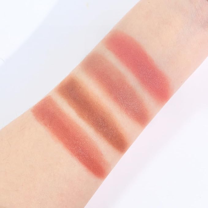 Matte Blush Cream Quads Makeup Palette, Blushes for Older Women Lip and Cheek Dual Blush Palette, Natural Lasting Pinkish Light Peach Light Brown and Orange Red, Paleta de rubor 4 colores-Velvo Beauty