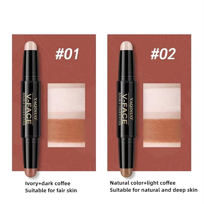 Double head outline pen, fluorescent pen stick, concealer, durable waterproof cosmetic pen, corrective makeup (#1)-Velvo Beauty