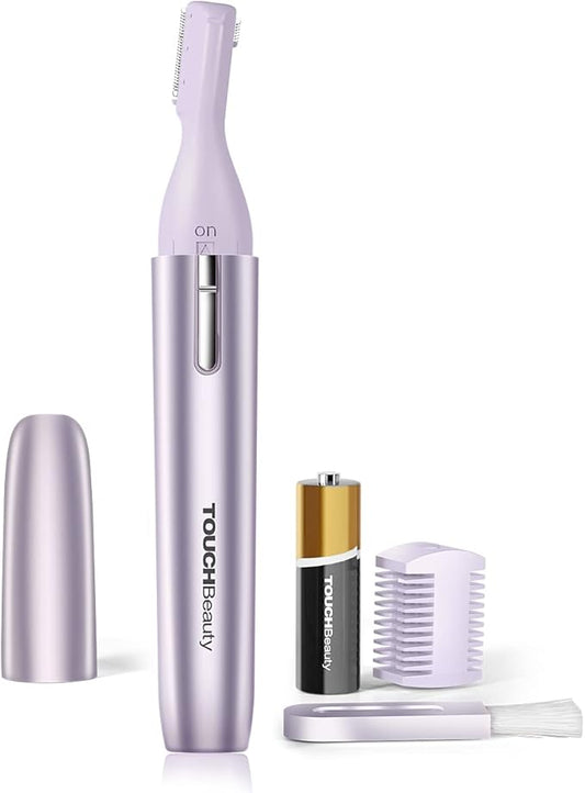 TOUCHBeauty Eyebrow Hair Trimmer for Women, Painless Precision Eyebrow Shaper, Pen-Shaped Hair Remover Razor for Face Chin Neck, Upper-Lip, Peach-Fuzz Mini Sized Battery-Operated Purple Color 1658A-Velvo Beauty