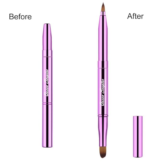 Cosmetic Brushes Lip Eye Double Sided Makeup Brush with Cap for Travel Retractable Lip Brush Eyebrow Brush Concealer Brush For Lipstick Portable Purple-Velvo Beauty