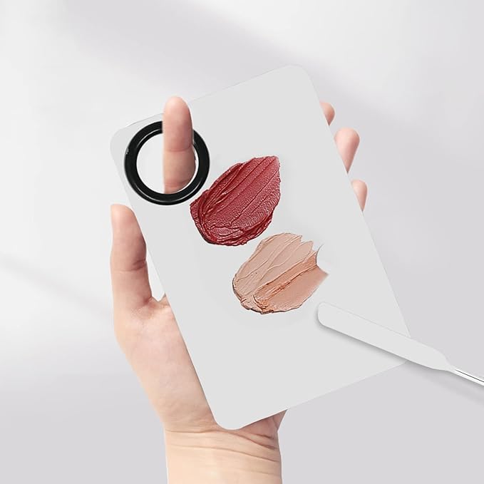 Honbay 1PCS Stainless Steel Makeup Spatula and 1PCS Makeup Mixing Palette with PU Leather Cover for Cosmetic Foundation Pigment Blending-Velvo Beauty
