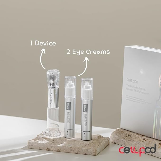 Wrinkleless Perfector & Galvanic Wrinkleless Cream - Galvanic Facial Vibration device with Eye Cream Cream 2 ea. (0.68 fl. oz. for each) - for Anti-Aging, Anti-Wrinkle, and Eye Brightening-Velvo Beauty