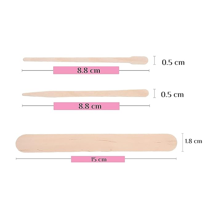 Mibly 3 Style 150 Pcs Assorted Wooden Wax Sticks for Body Legs Face and Small Medium Large Sizes Eyebrow Waxing Applicator Spatulas for Hair Removal or Wood Craft Sticks-Velvo Beauty