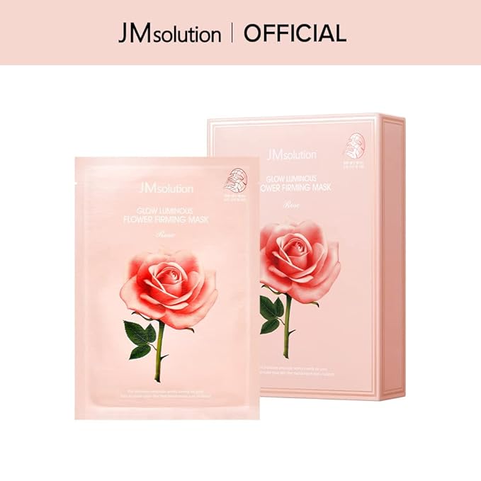 JMsolution Glow Luminous Flower Firming Mask | Rosewater & 4 Flower Extracts for Hydration, Firming & Radiance | 10 Sheets | Korean Skincare Sheet Mask for All Skin Types-Velvo Beauty