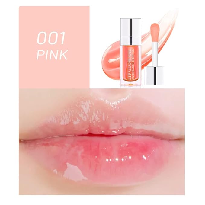 Plumping Lip Oil, Long Lasting Hydrating Lip Gloss Tinted Balm Non-sticky Revitalizing, Tinting Care Oil for Dry Lip (PINK)-Velvo Beauty