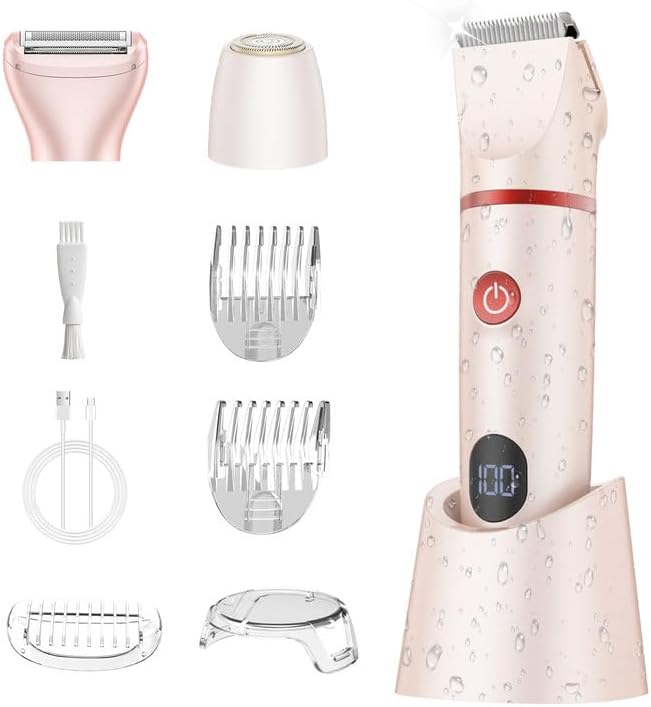 Bikini Trimmer Electric Razors for Women - 3 in 1 Electric Shaver for Women, Waterproof Pubic Hair Trimmers and Facial Hair Remover, Rechargeable Women's Grooming Kit-Velvo Beauty