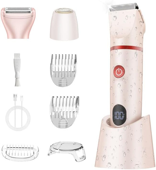 Bikini Trimmer Electric Razors for Women - 3 in 1 Electric Shaver for Women, Waterproof Pubic Hair Trimmers and Facial Hair Remover, Rechargeable Women's Grooming Kit-Velvo Beauty