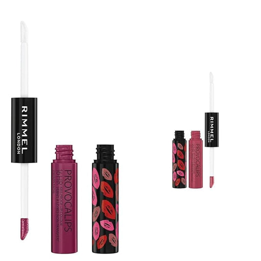 Rimmel London Provocalips 16hr Kiss-Proof Lip Color Bundle - 230 Kiss Fatal & 005 Just Teasing, 14 fl.oz. Each-Velvo Beauty