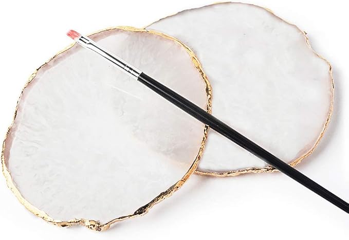 Kalolary Resin Stone Nail Art Palette, Nail Art Cosmetic Mixing Palette Color Mixing Pigment Plate Polish Holder Drawing Color Palette Nail Art Painting Gel Palette Manicure Tool (White)-Velvo Beauty