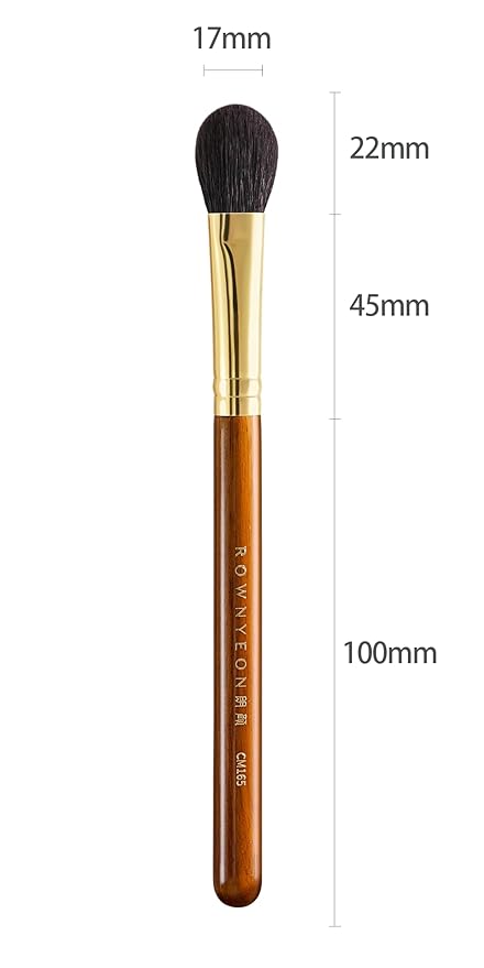 Desert Oak Series Highlighter & Setting Brush - Grade-A Fine LambsGoat Hair for Airbrushed Finish, Multi-Use for Cheeks/Nose/Under-Eyes, Ebana Handle & Brass Ferrule (CM 165)-Velvo Beauty