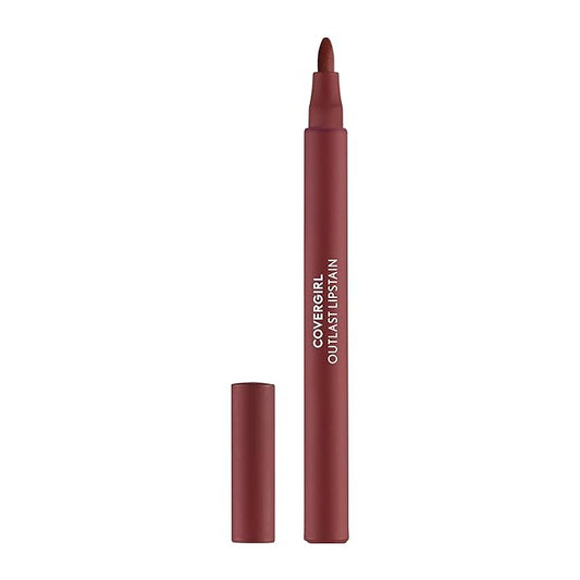 COVERGIRL Outlast, 45 Brazen Raisin, Lipstain, Smooth Application, Precise Pen-Like Tip, Transfer-Proof, Satin Stained Finish, Vegan Formula, 0.06oz-Velvo Beauty